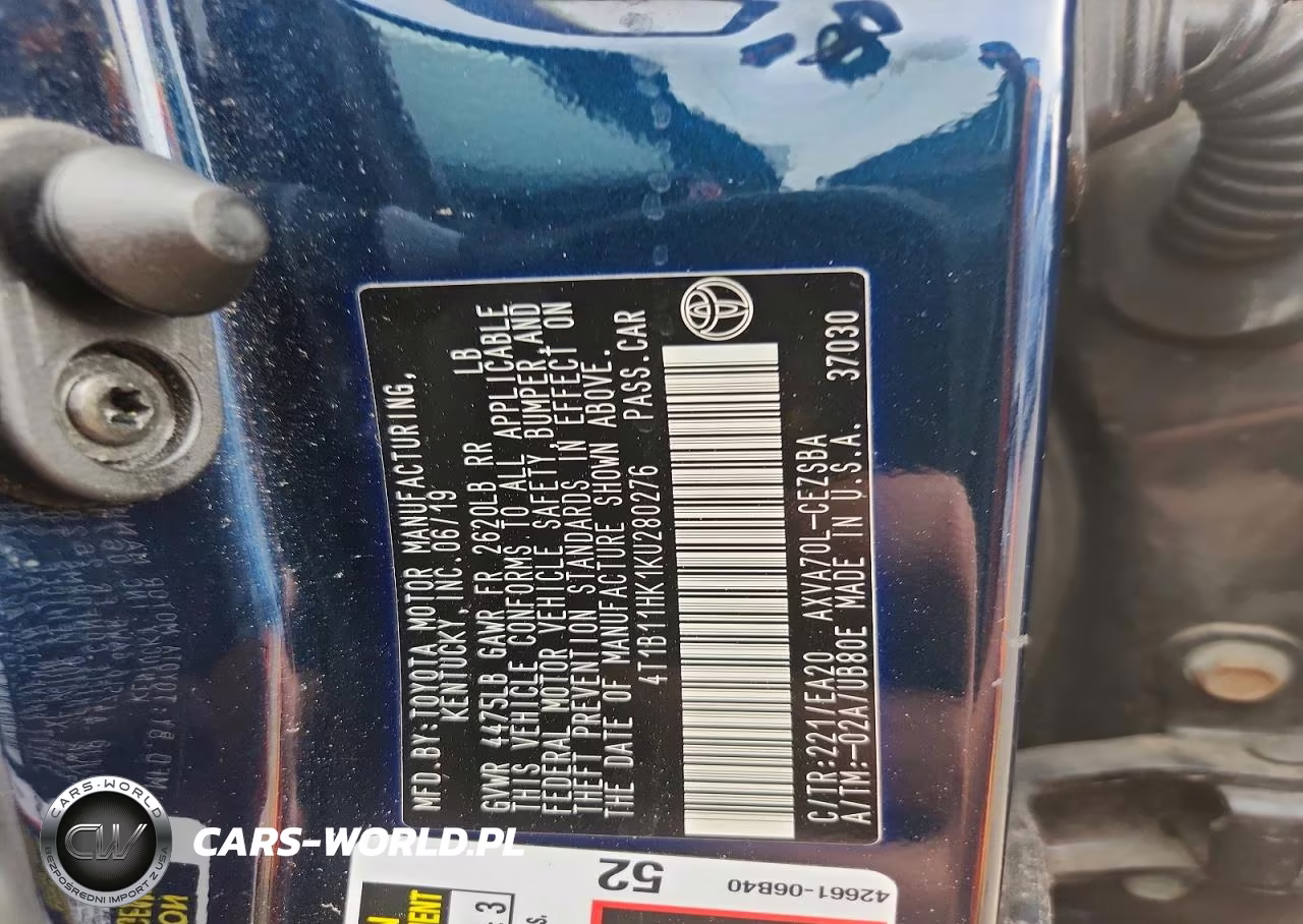 2019 Toyota Camry Se VIN:4T1B11HK1KU280276 - 12