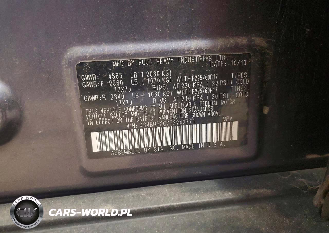 2014 Subaru Outback 2.5I Premium VIN:4S4BRBCC7E3242771 - 13
