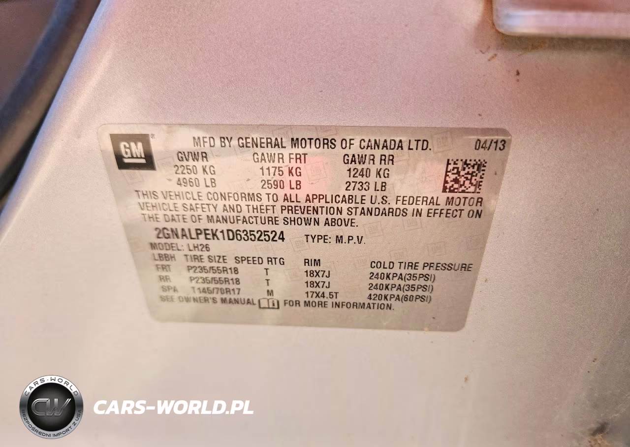 2013 Chevrolet Equinox Lt VIN:2GNALPEK1D6352524 - 13