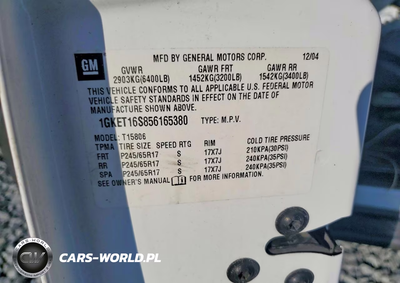 2005 GMC Envoy Xl VIN:1GKET16S856165380 - 14