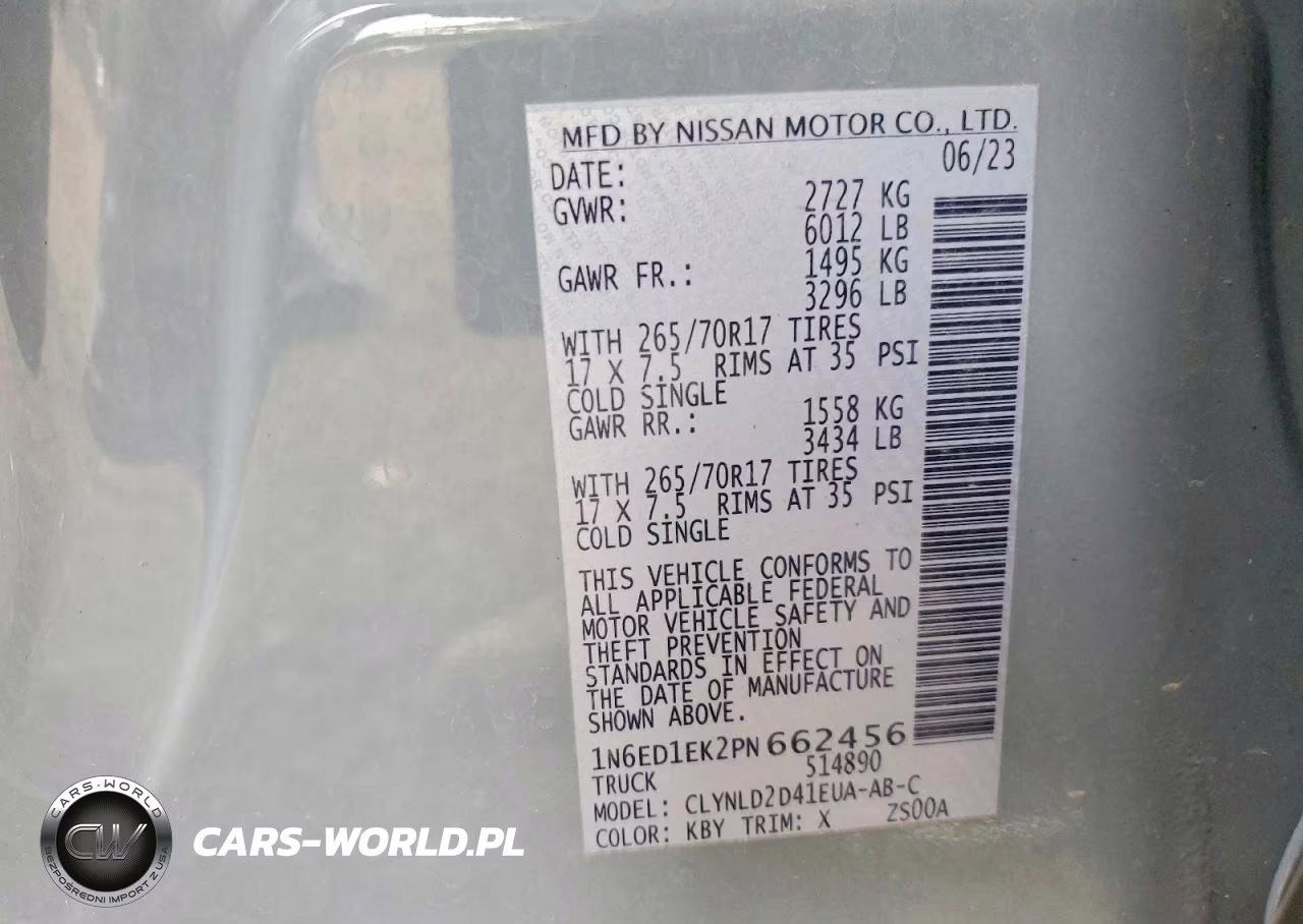 2023 Nissan Frontier Pro-4X VIN:1N6ED1EK2PN662456 - 12