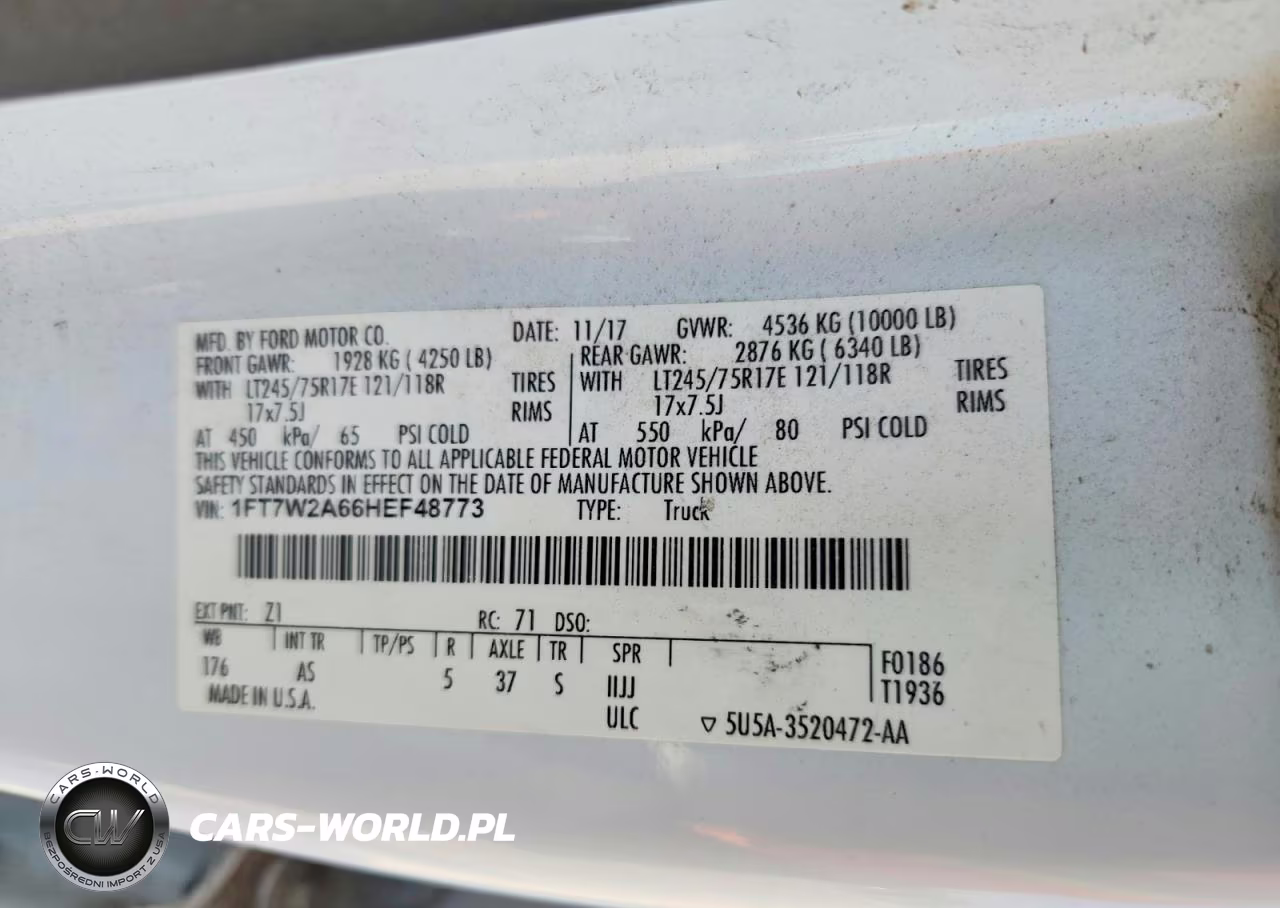 2017 Ford F250 Super Duty VIN:1FT7W2A66HEF48773 - 12