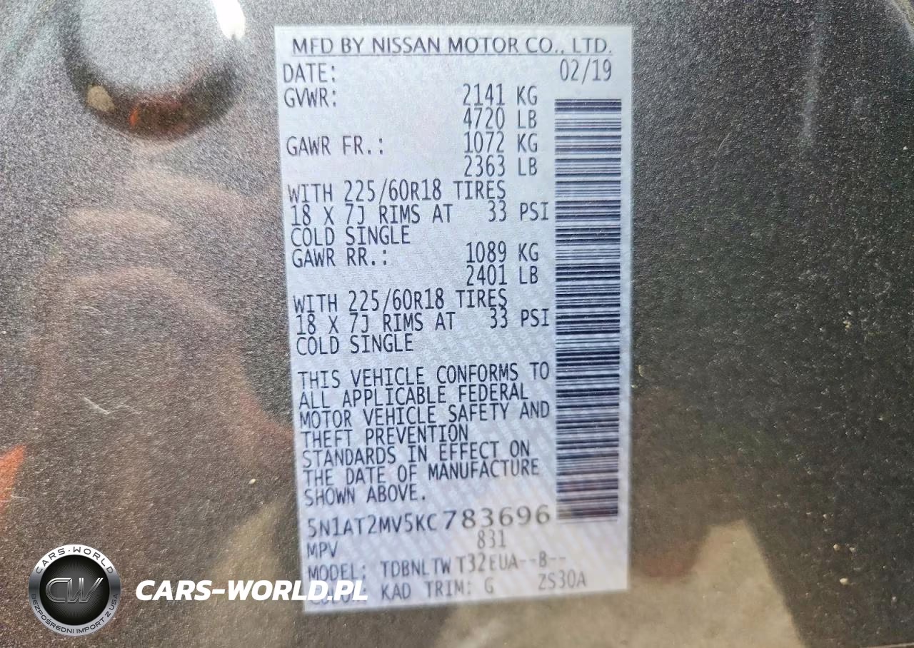 2019 Nissan Rogue Sv VIN:5N1AT2MV5KC783696 - 12