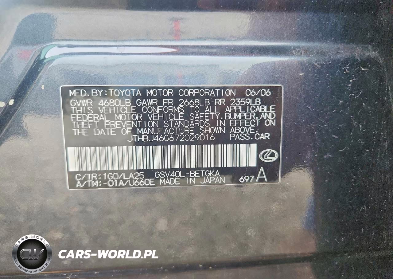2007 Lexus Es 350 VIN:JTHBJ46G672029016 - 13