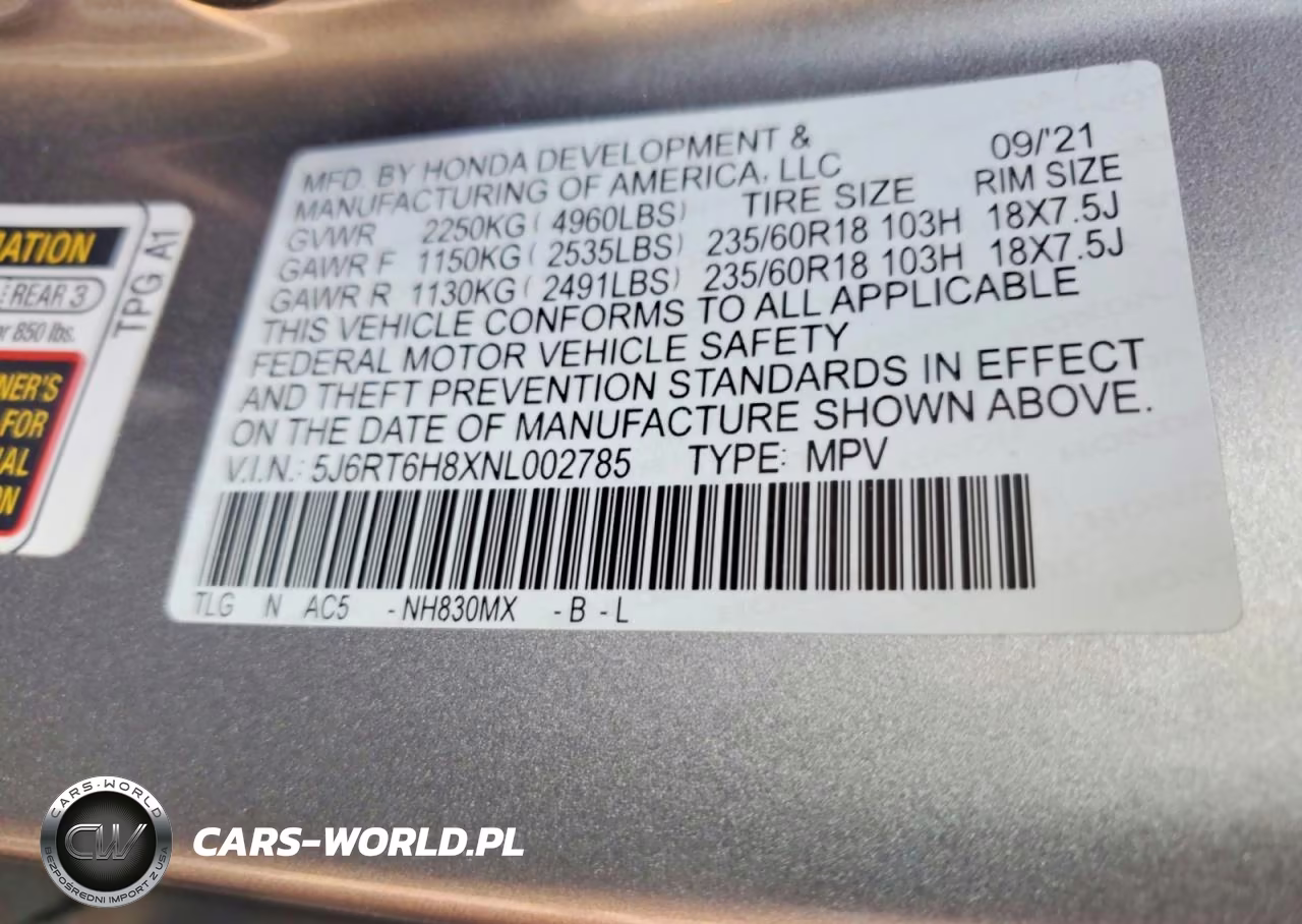 2022 Honda Cr-V Exl VIN:5J6RT6H8XNL002785 - 13