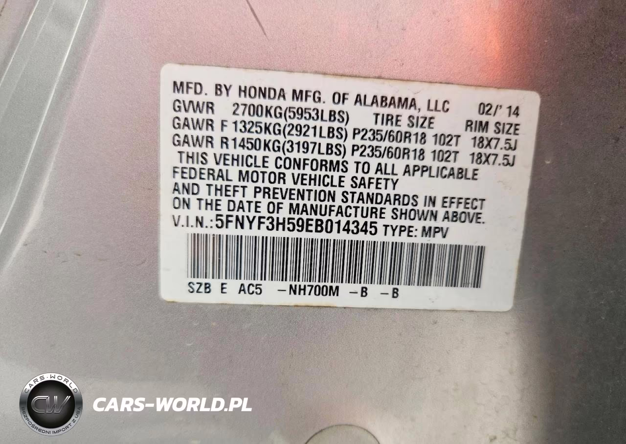 2014 Honda Pilot Exl VIN:5FNYF3H59EB014345 - 13