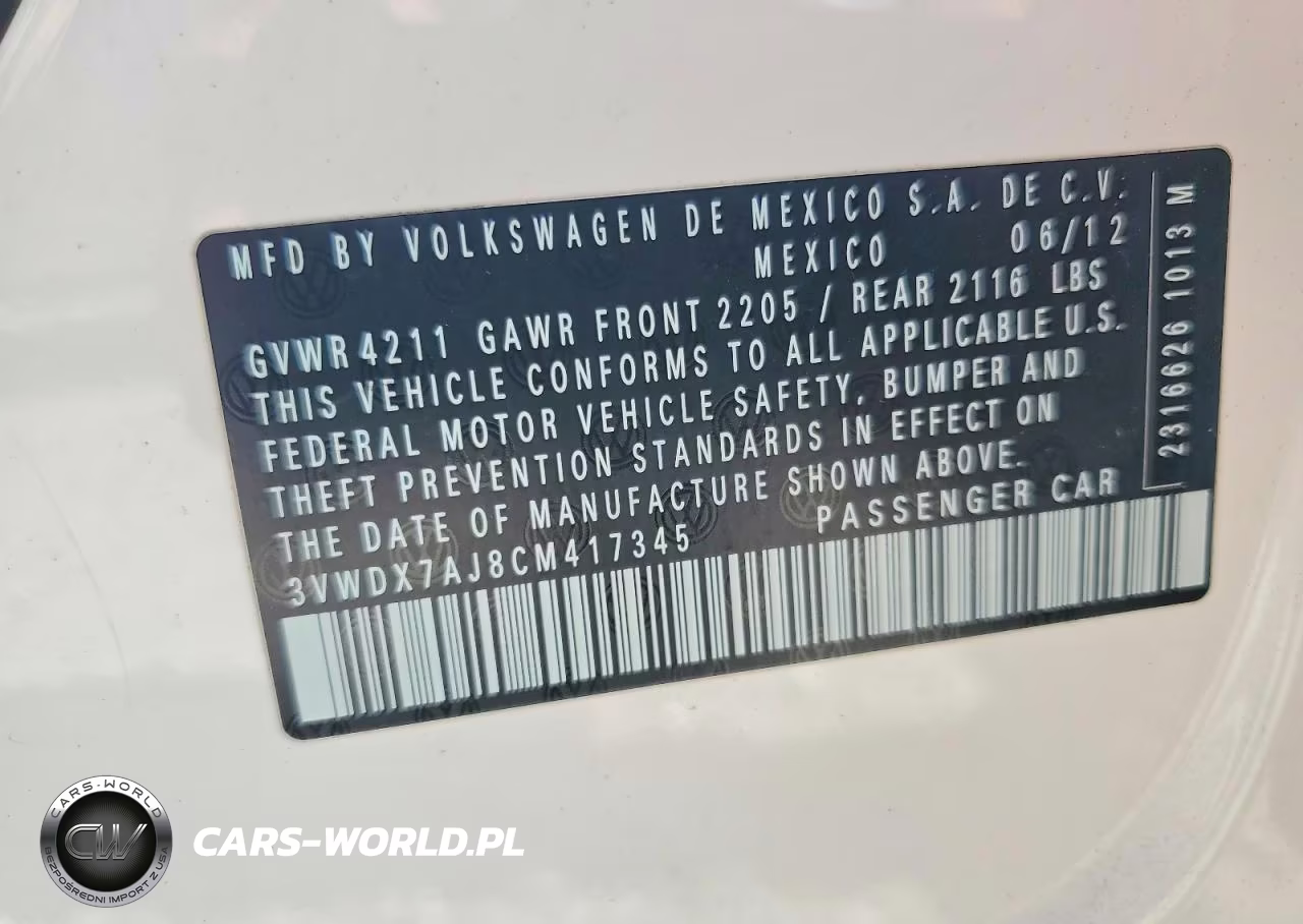 2012 Volkswagen Jetta Se VIN:3VWDX7AJ8CM417345 - 12