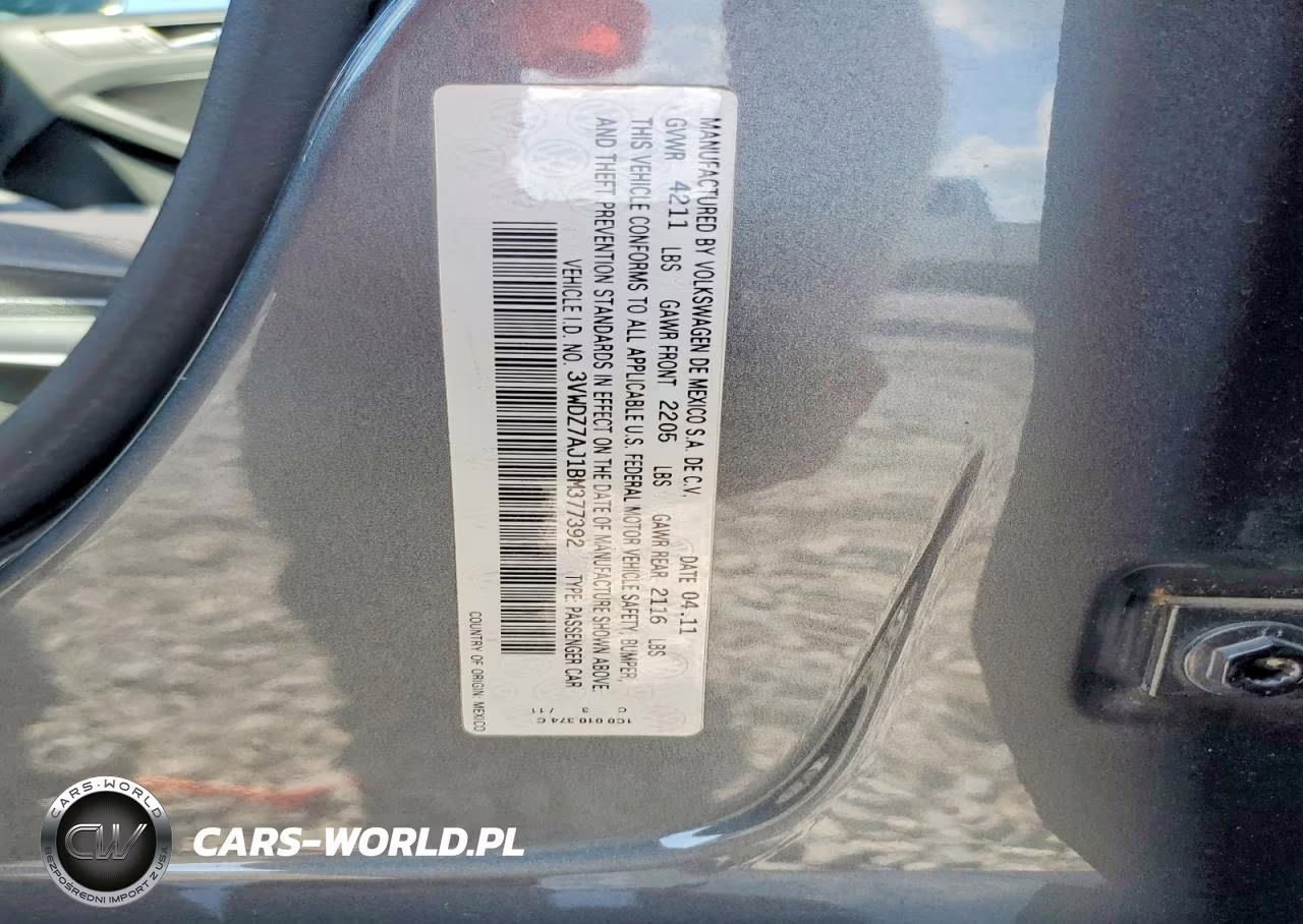 2011 Volkswagen Jetta Se VIN:3VWDZ7AJ1BM377392 - 13