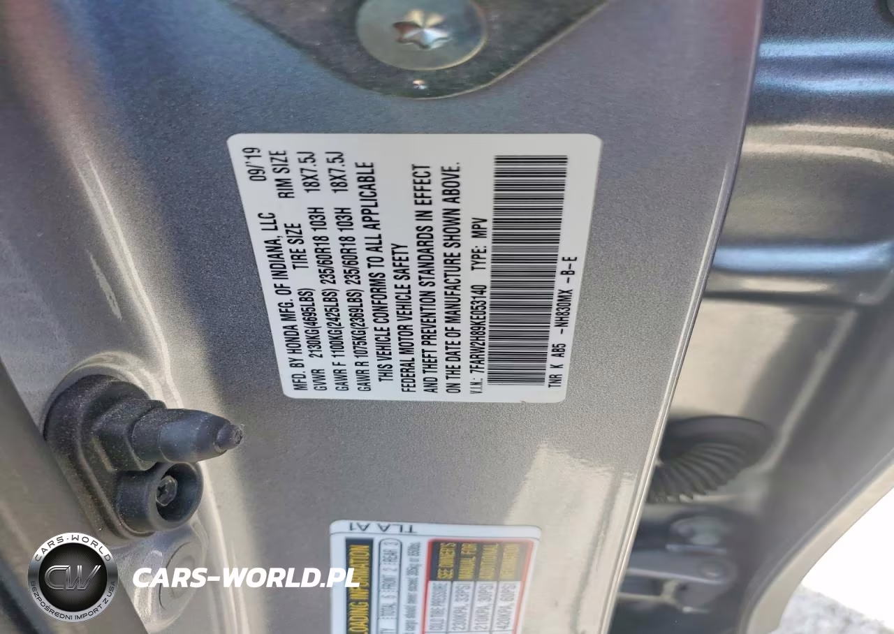 2019 Honda Cr-V Exl VIN:7FARW2H89KE053140 - 13
