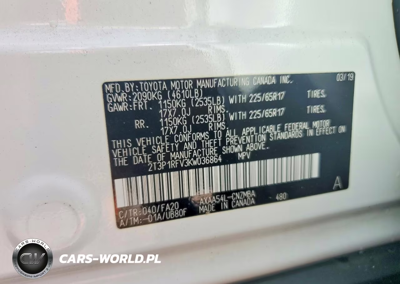 2019 Toyota Rav4 Xle VIN:2T3P1RFV3KW036864 - 13