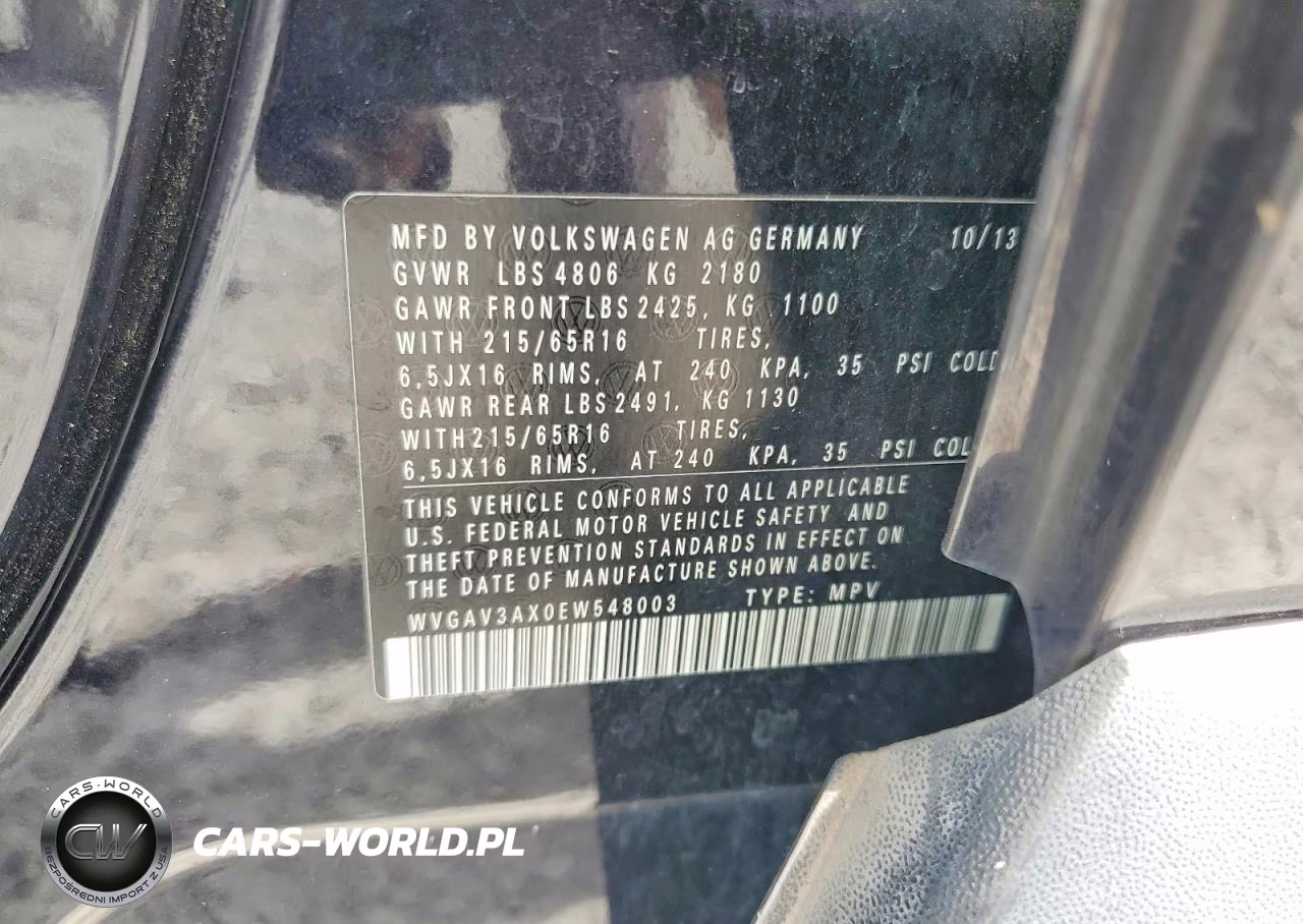 2014 Volkswagen Tiguan S VIN:WVGAV3AX0EW548003 - 13