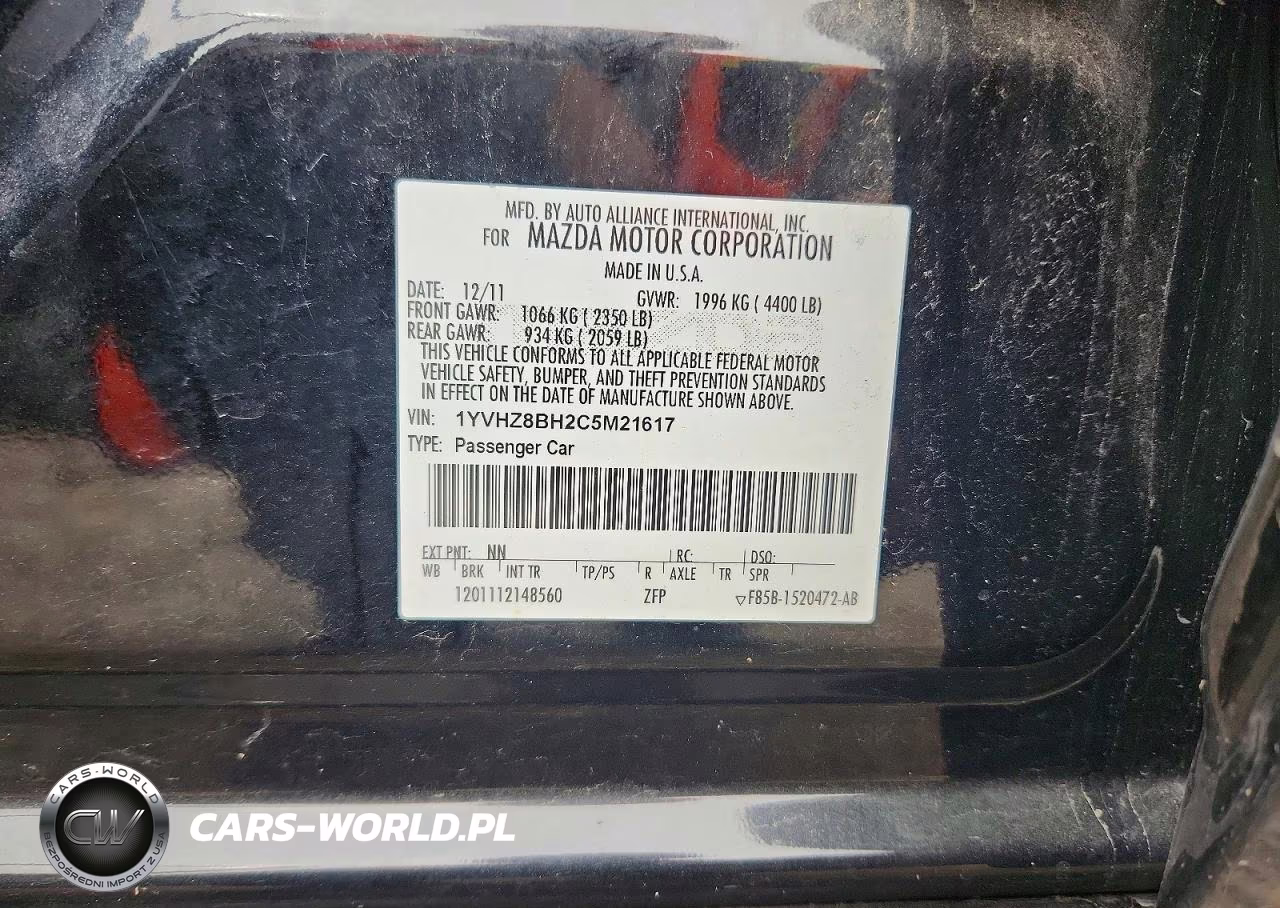 2012 Mazda 6 I VIN:1YVHZ8BH2C5M21617 - 12
