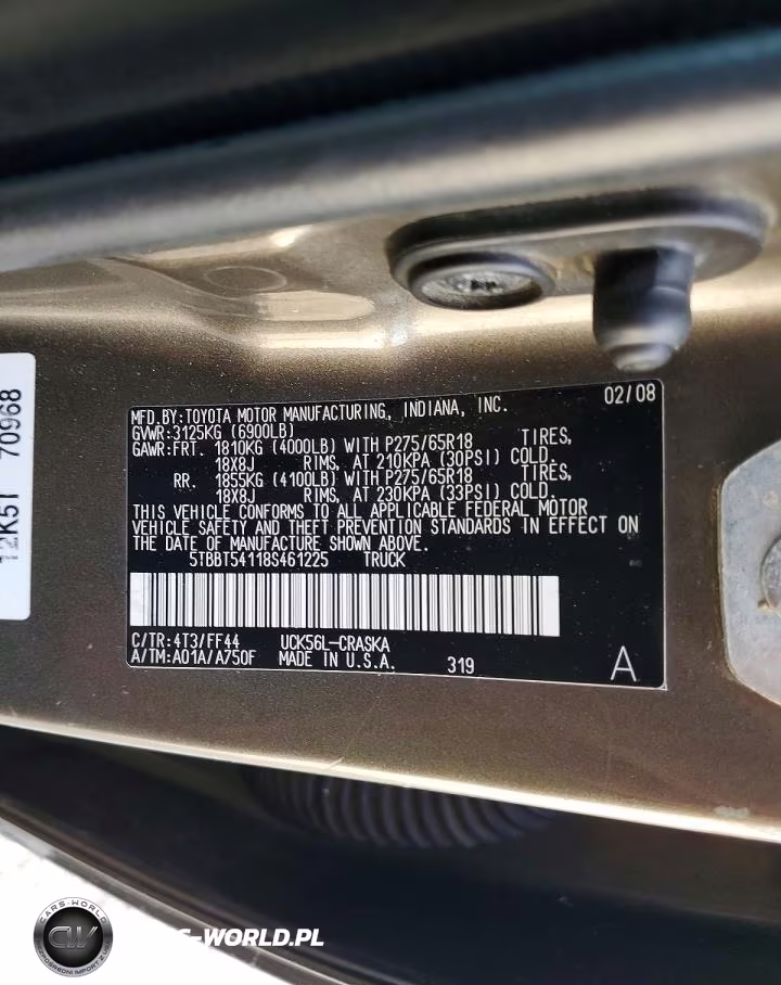 2008 Toyota Tundra Sr5 VIN:5TBBT54118S461225 - 12