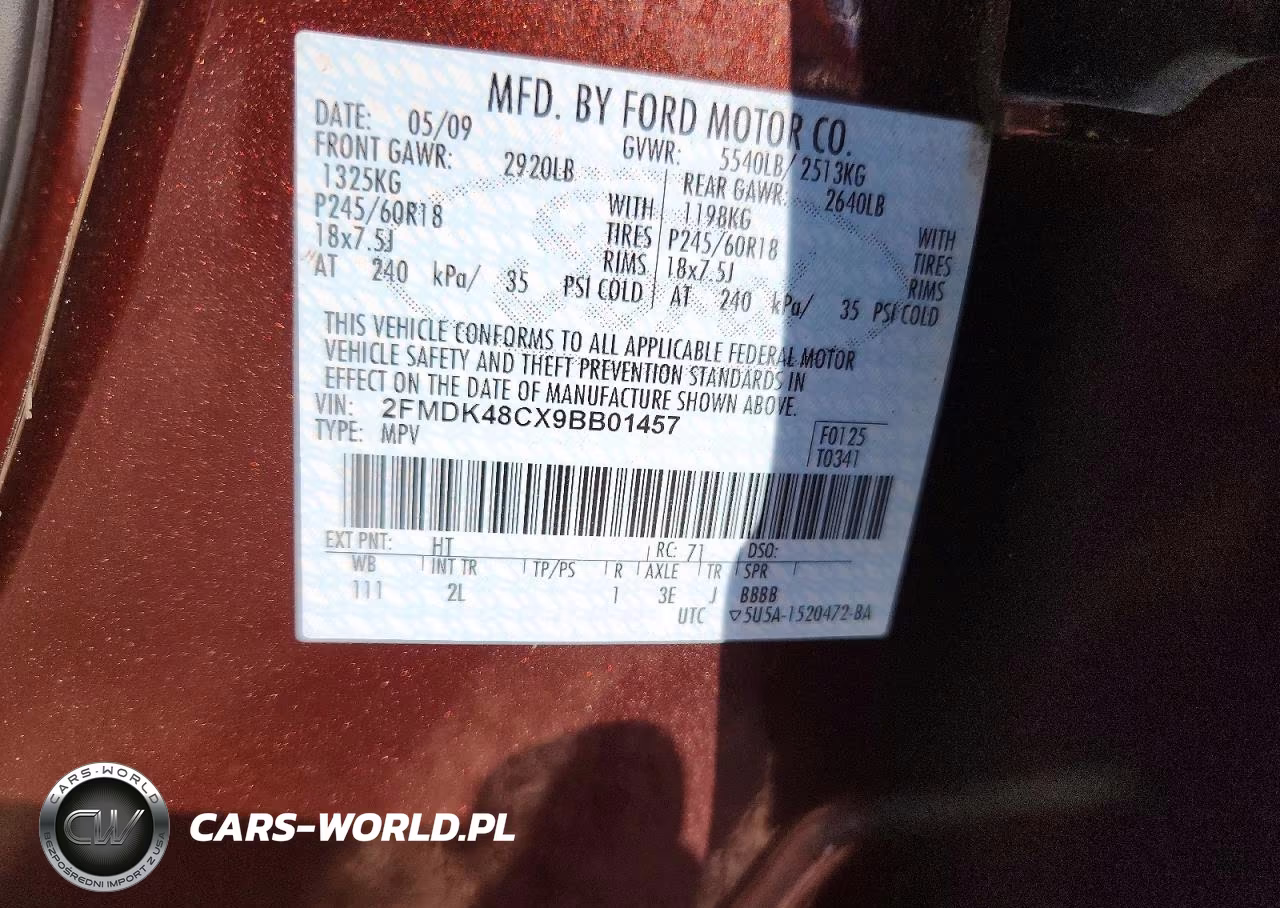 2009 Ford Edge Sel VIN:2FMDK48CX9BB01457 - 12