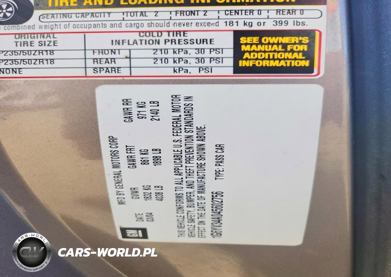 2004 Cadillac Xlr VIN:1G6YV34A045602756 - 13