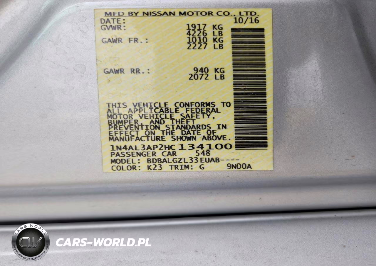 2017 Nissan Altima 2.5 S VIN:1N4AL3AP2HC134100 - 13