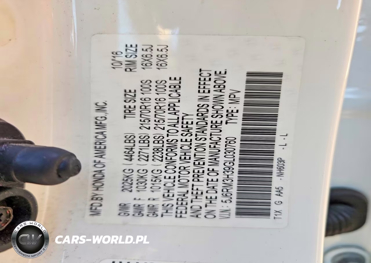 2016 Honda Cr-V Lx VIN:5J6RM3H39GL030760 - 12