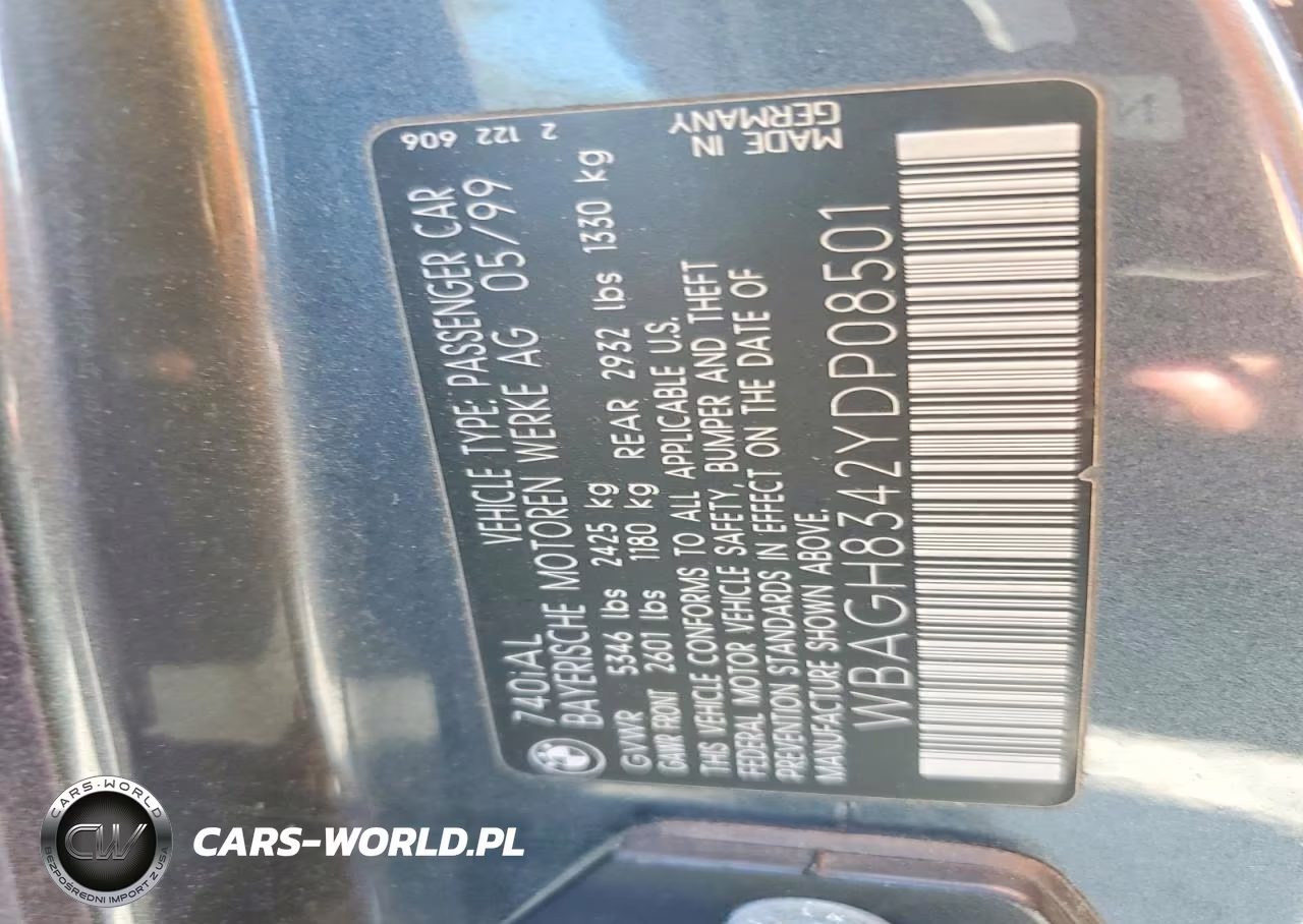2000 BMW 740 Il VIN:WBAGH8342YDP08501 - 12