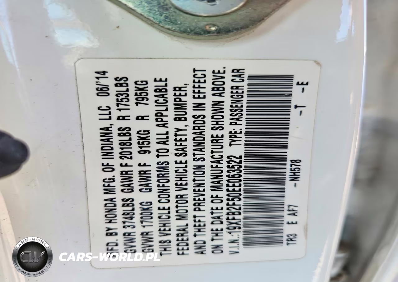 2014 Honda Civic Lx VIN:19XFB2F50EE063522 - 12
