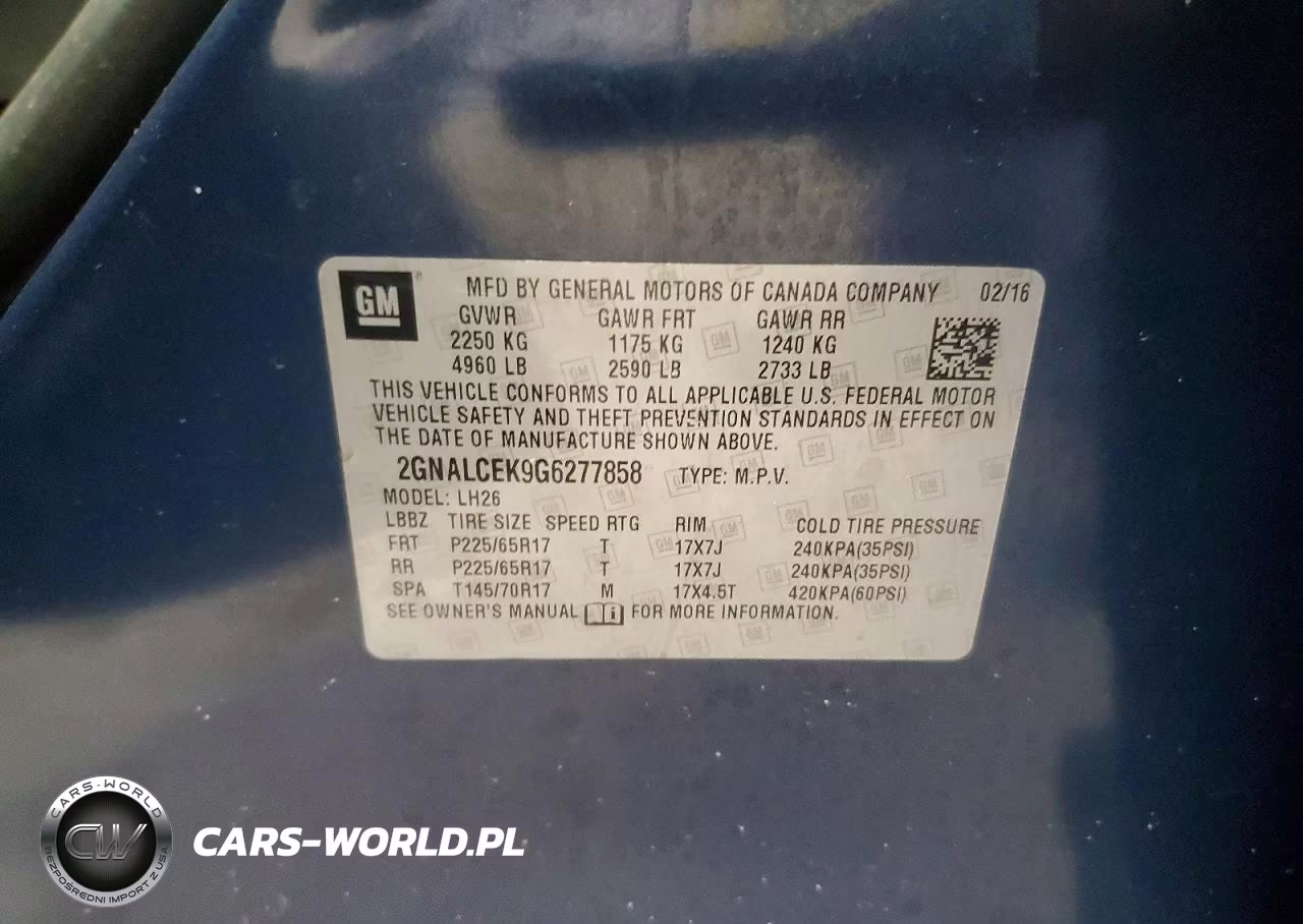 2016 Chevrolet Equinox Lt VIN:2GNALCEK9G6277858 - 12