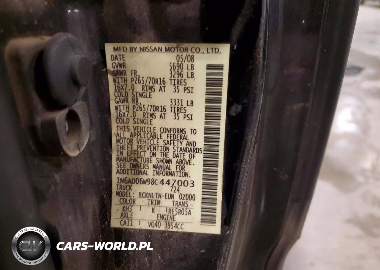 2008 Nissan Frontier Se V6 VIN:1N6AD06W98C447003 - 12