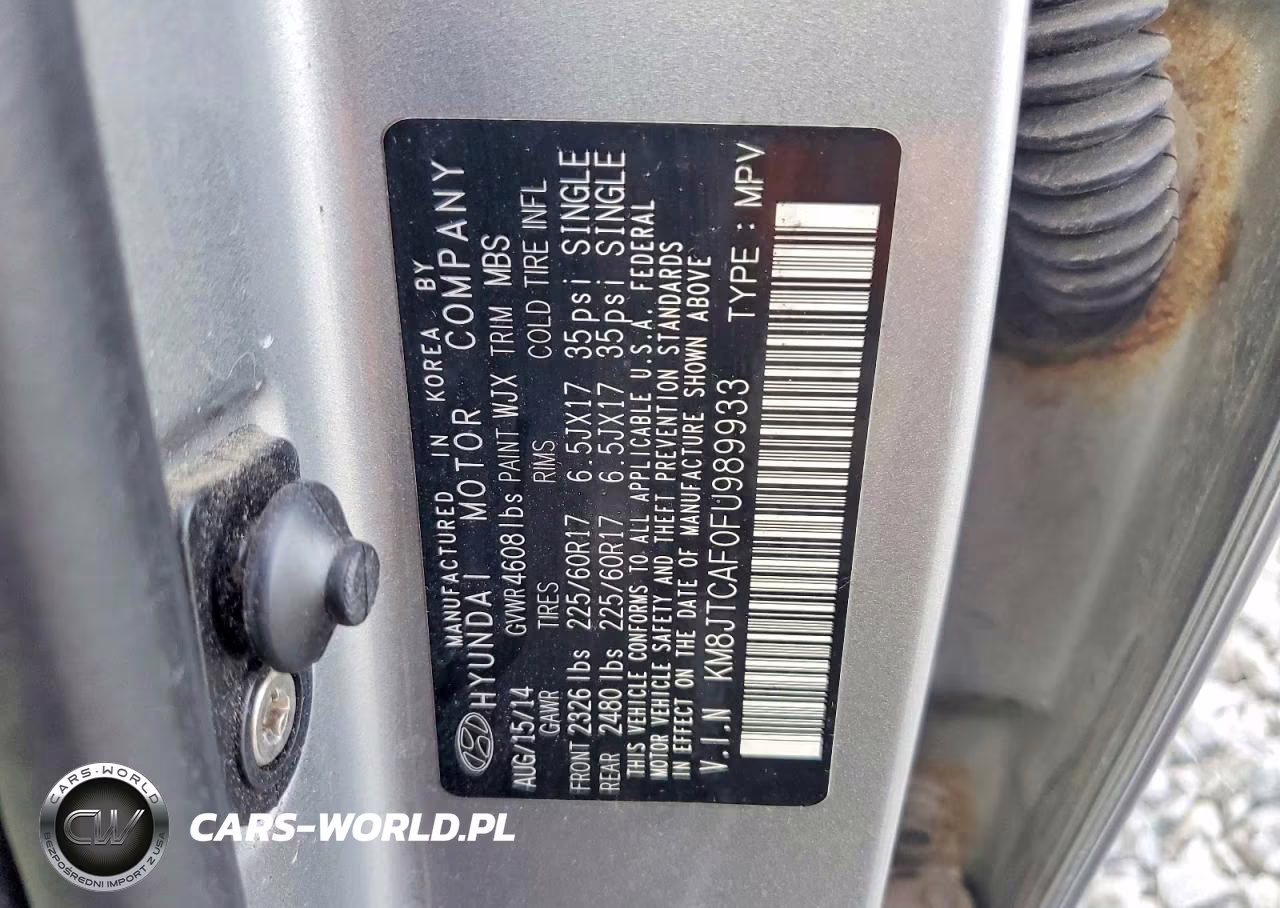 2015 Hyundai Tucson Gls VIN:KM8JTCAF0FU989933 - 13
