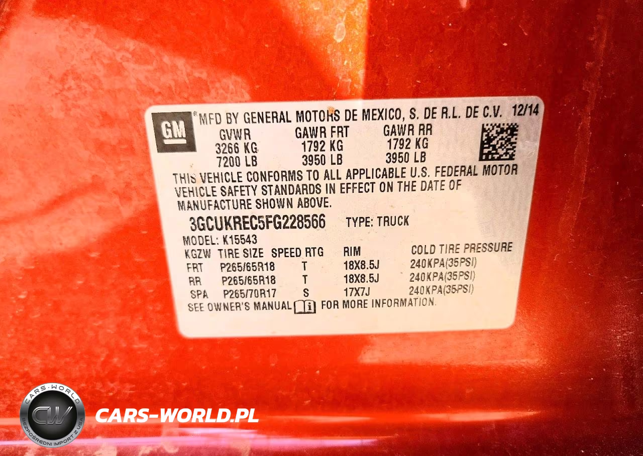 2015 Chevrolet Silverado K1500 Lt VIN:3GCUKREC5FG228566 - 12