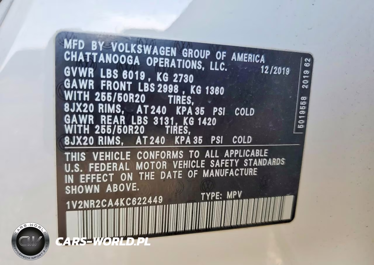 2019 Volkswagen Atlas Sel Premium VIN:1V2NR2CA4KC622449 - 13
