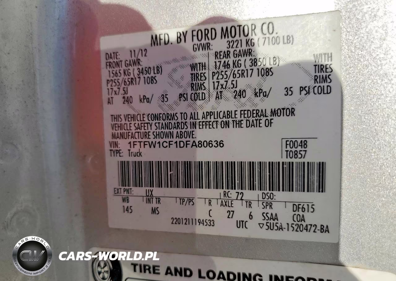 2013 Ford F150 Supercrew VIN:1FTFW1CF1DFA80636 - 12