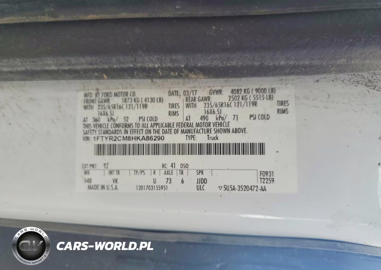 2017 Ford Transit T-250 VIN:1FTYR2CM8HKA86290 - 13
