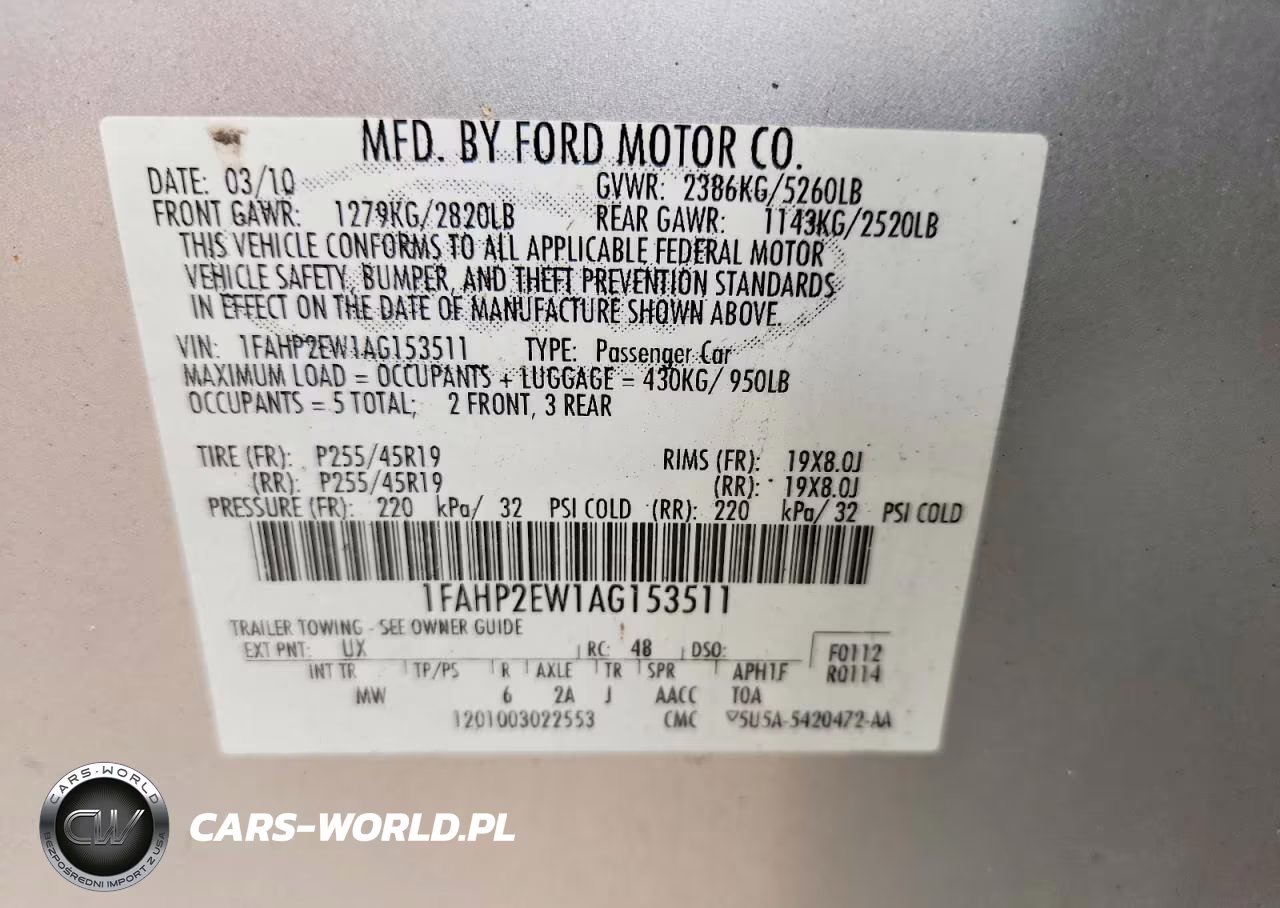 2010 Ford Taurus Sel VIN:1FAHP2EW1AG153511 - 12