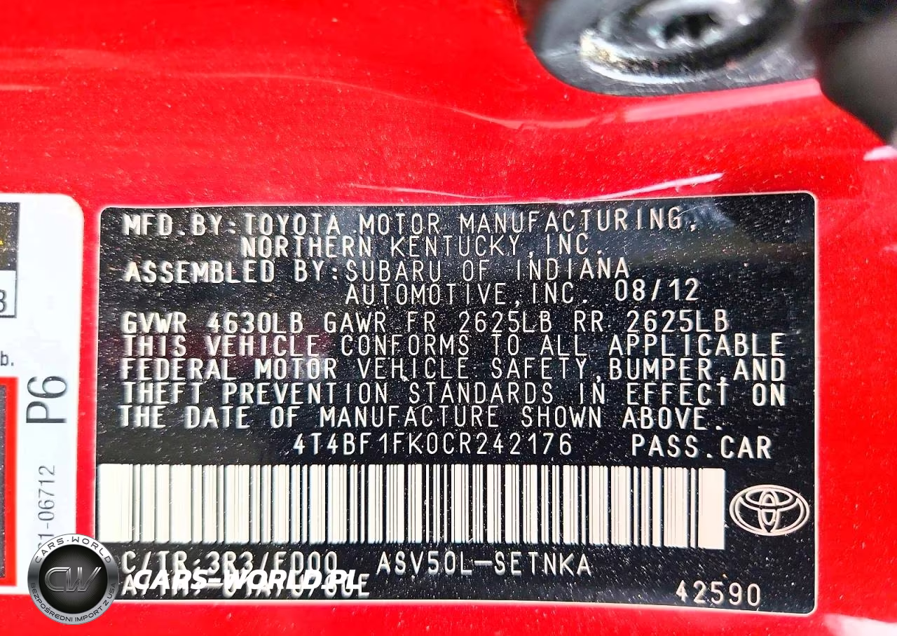 2012 Toyota Camry Le VIN:4T4BF1FK0CR242176 - 13