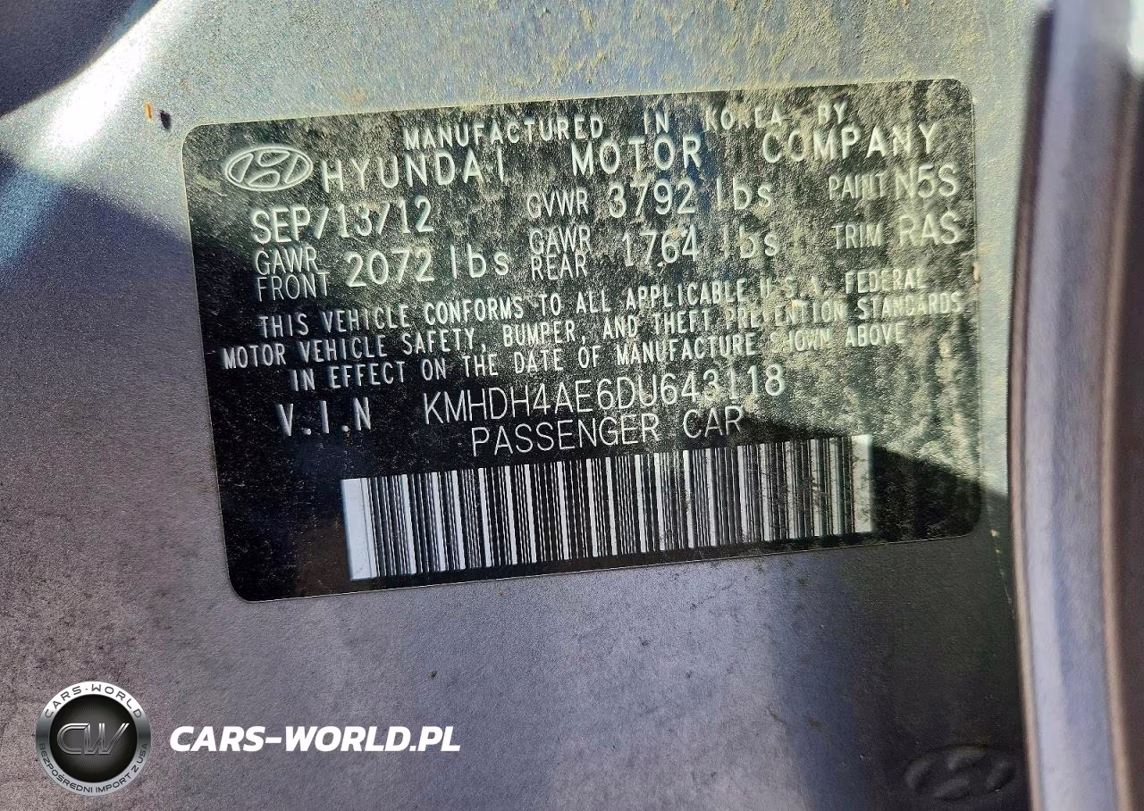 2013 Hyundai Elantra Gls VIN:KMHDH4AE6DU643118 - 12