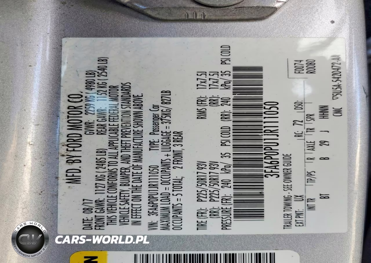 2018 Ford Fusion Se Phev VIN:3FA6P0PU1JR111050 - 12
