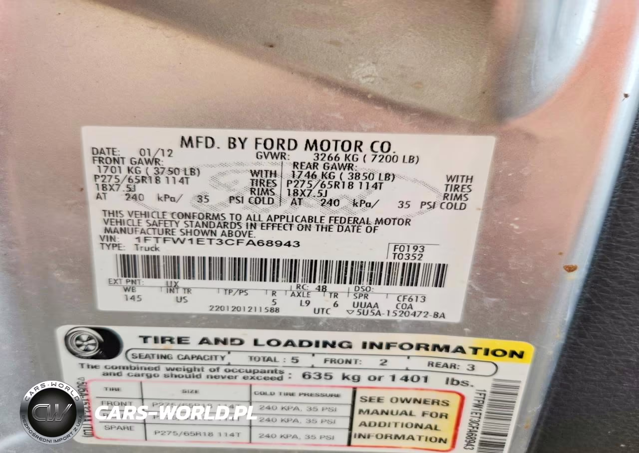 2012 Ford F150 Supercrew VIN:1FTFW1ET3CFA68943 - 12