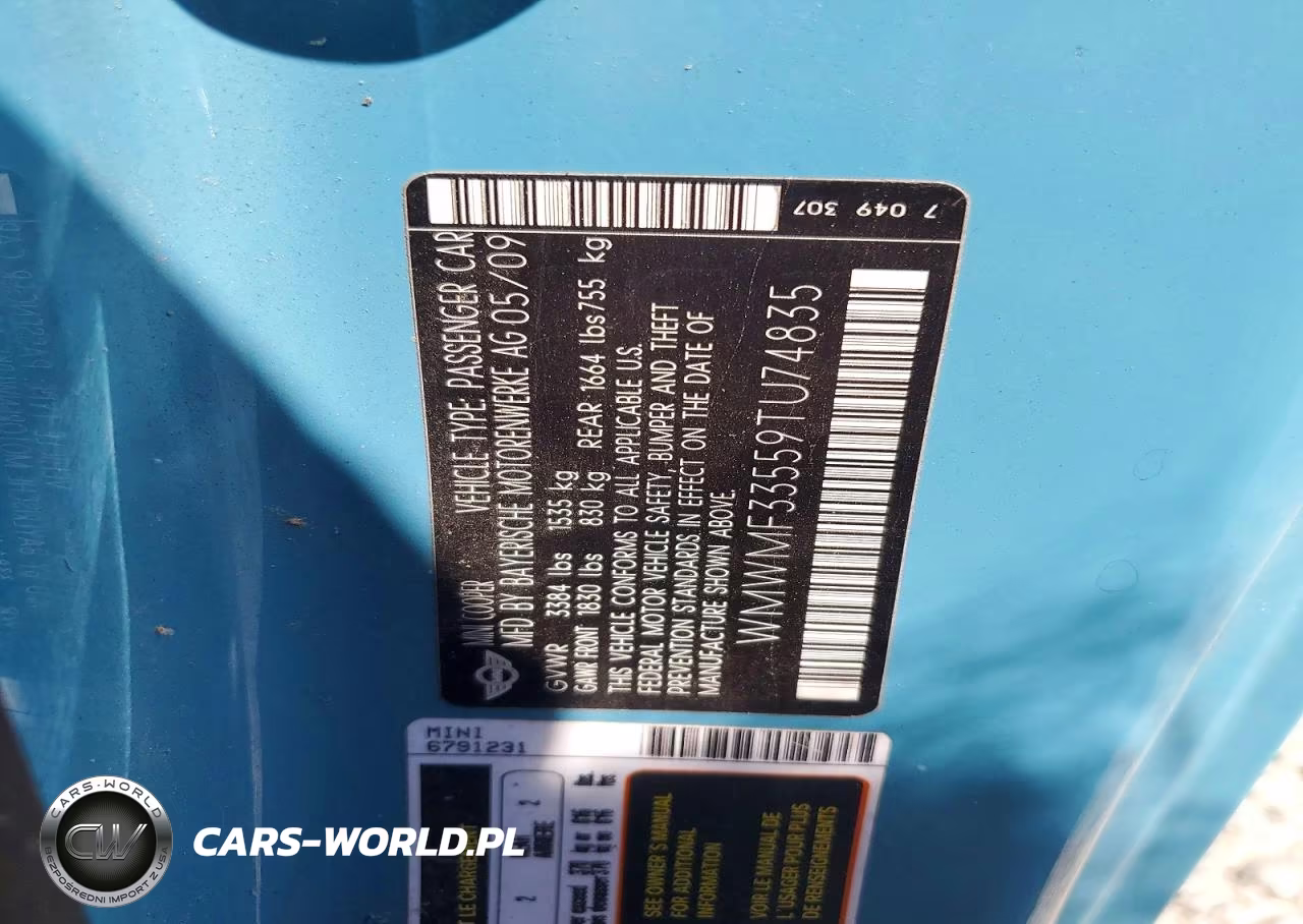 2009 Mini Cooper VIN:WMWMF33559TU74835 - 12