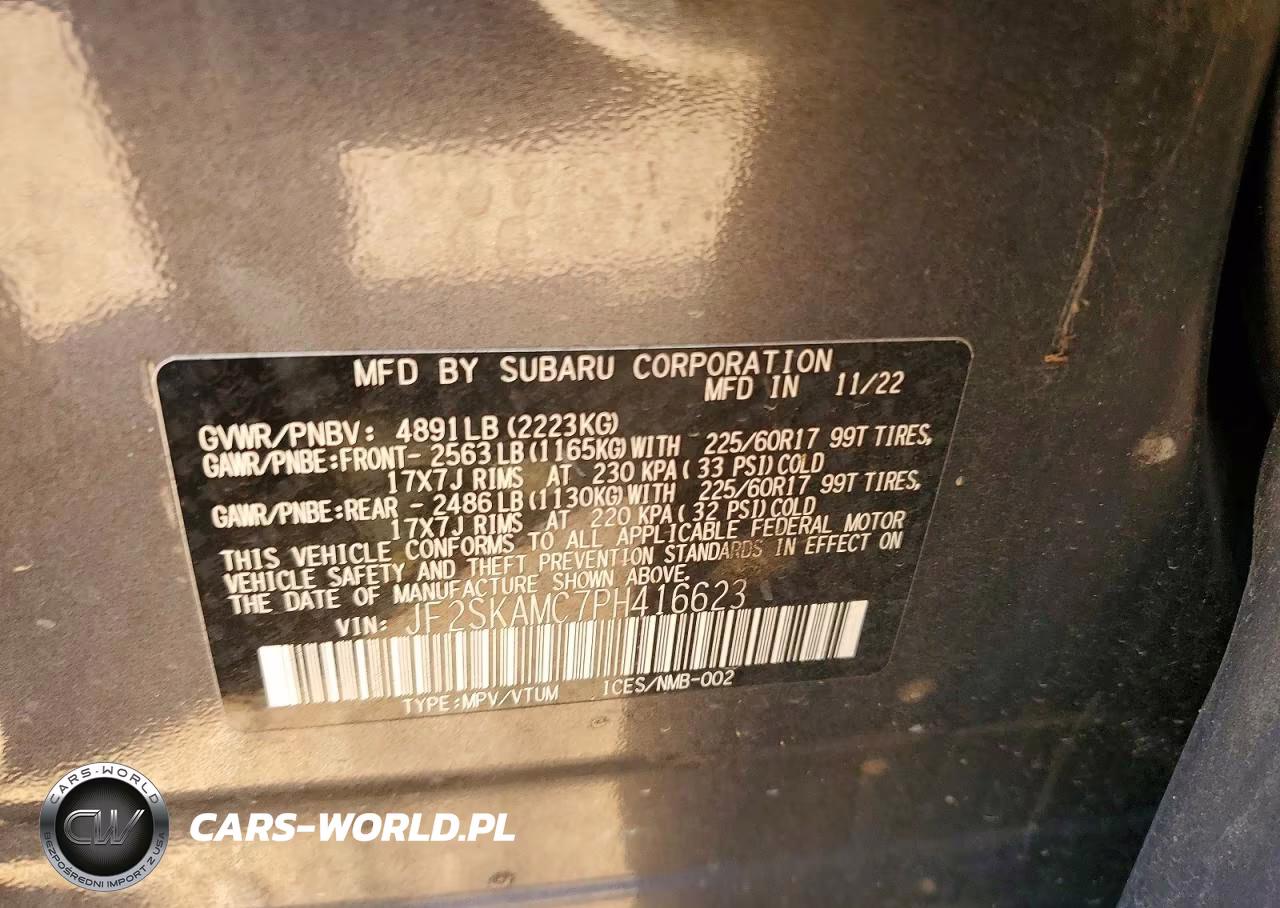 2023 Subaru Forester Wilderness VIN:JF2SKAMC7PH416623 - 13