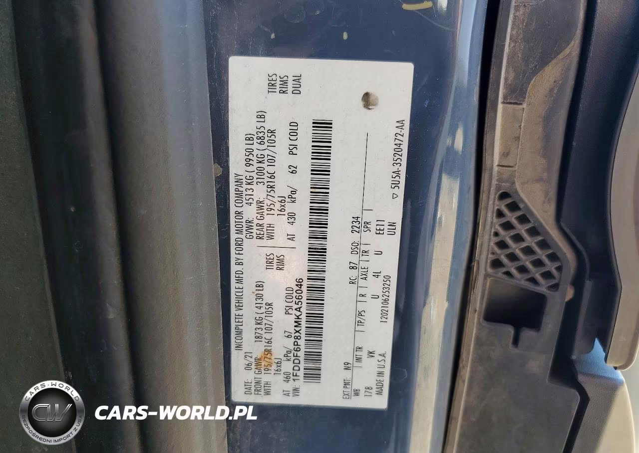2021 Ford Transit T-350 Hd Delivery Truck VIN:1FDDF6P8XMKA56046 - 12