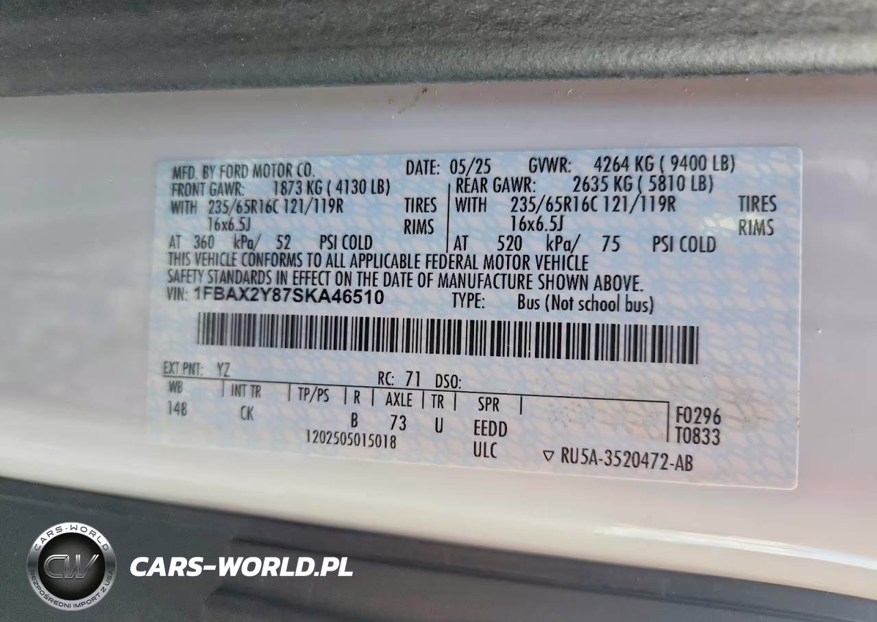 2025 Ford Transit T-350 VIN:1FBAX2Y87SKA46510 - 13