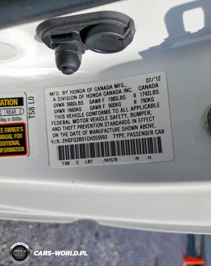 2012 Honda Civic Lx VIN:2HGFG3B51CH555993 - 12