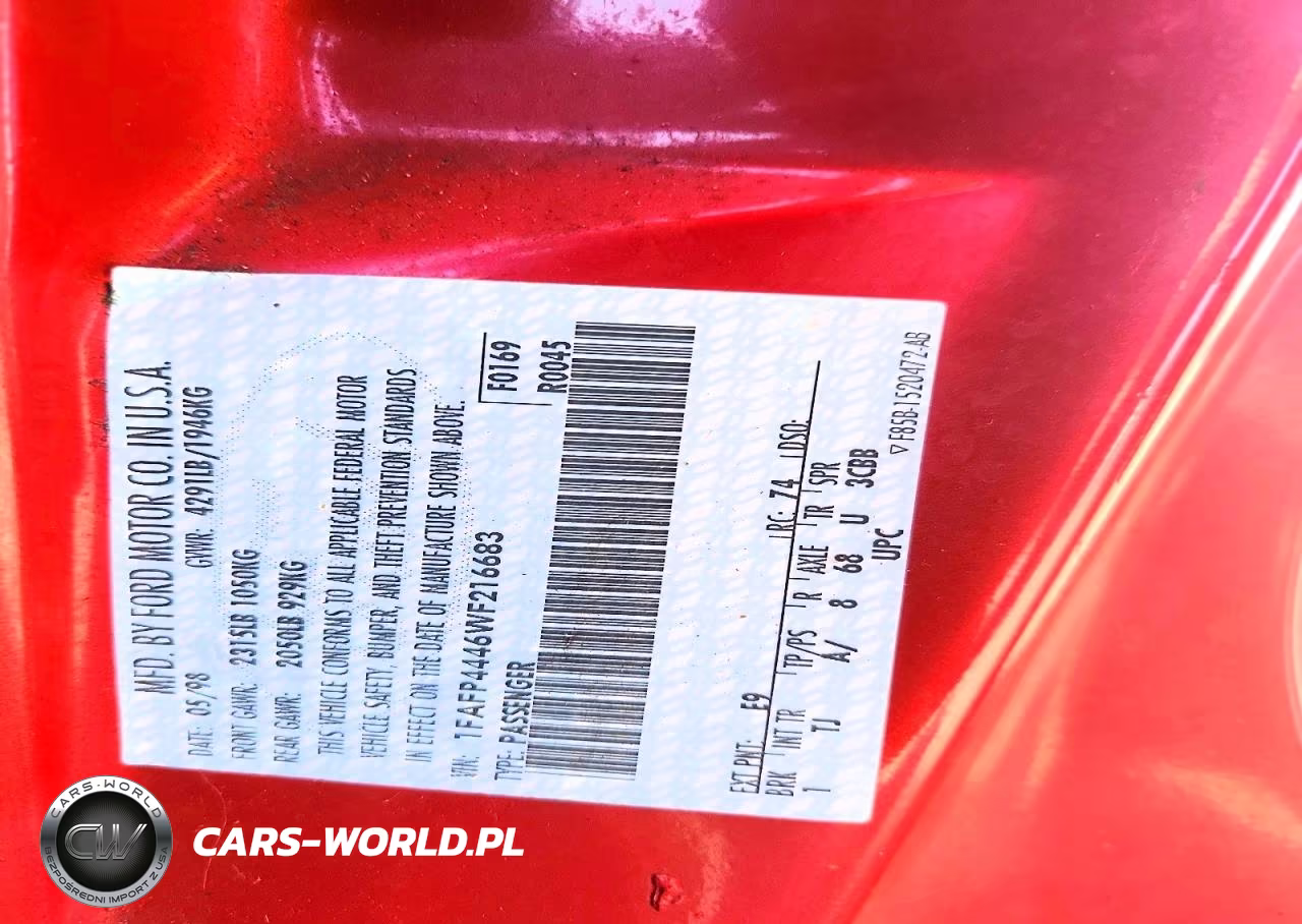 1998 Ford Mustang VIN:1FAFP4446WF216683 - 12