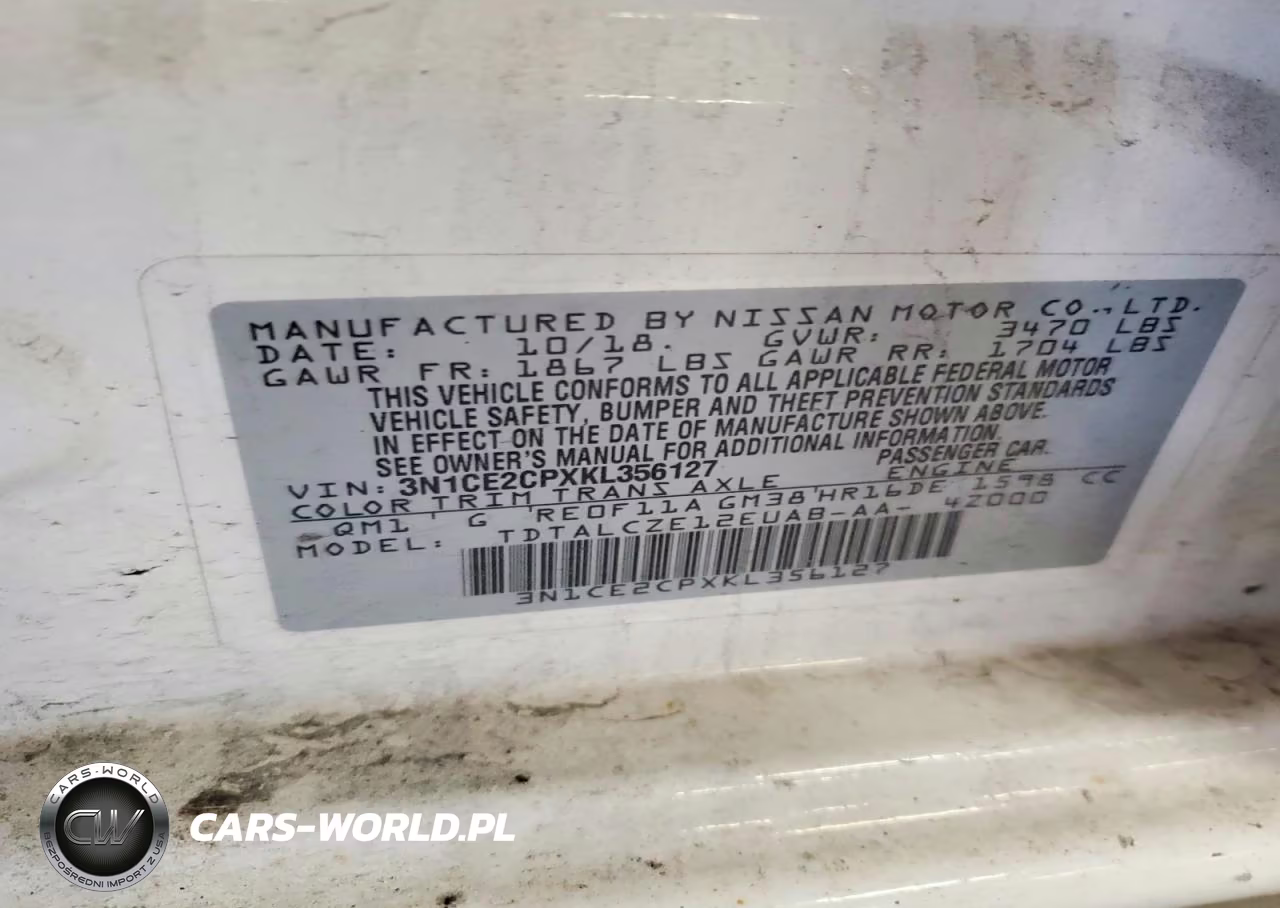 2019 Nissan Versa Note S VIN:3N1CE2CPXKL356127 - 13