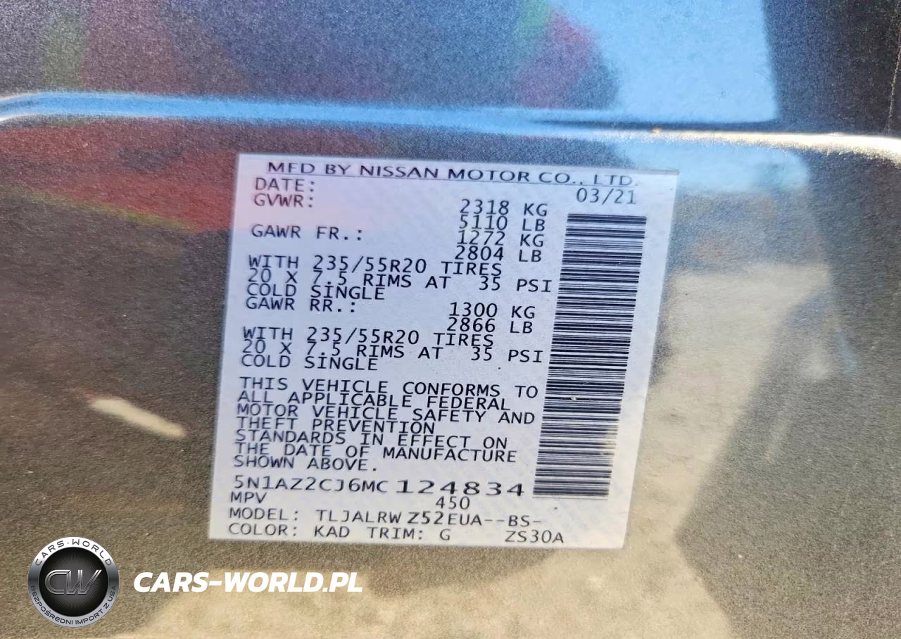 2021 Nissan Murano Sl VIN:5N1AZ2CJ6MC124834 - 14