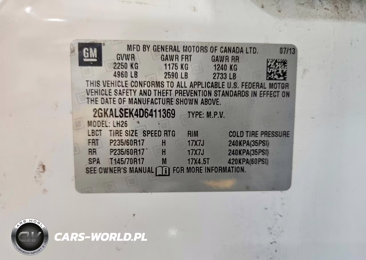 2013 GMC Terrain Sle VIN:2GKALSEK4D6411369 - 12