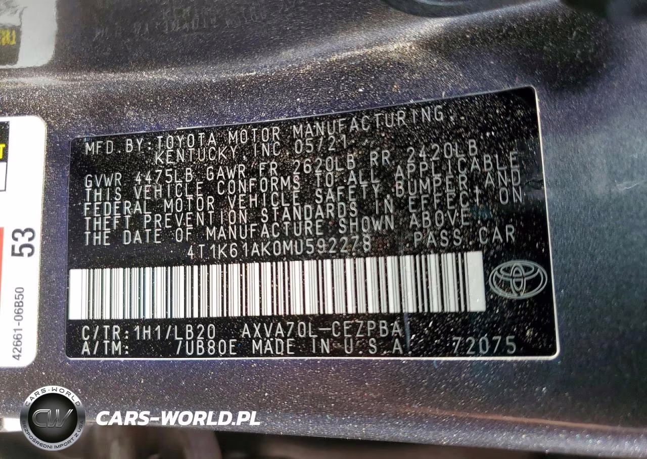 2021 Toyota Camry Xse VIN:4T1K61AK0MU592278 - 12
