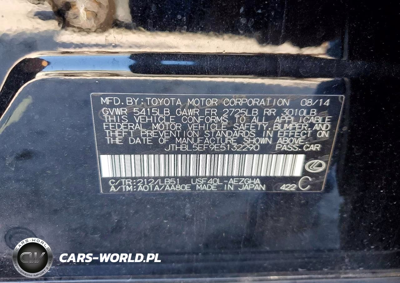 2014 Lexus Ls 460 VIN:JTHBL5EF9E5132290 - 13