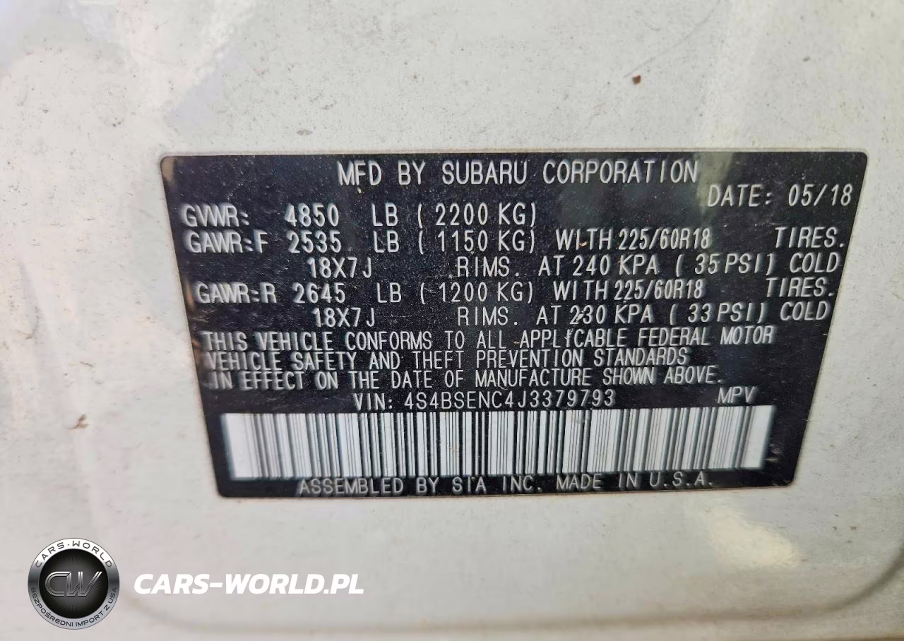 2018 Subaru Outback 3.6R Limited VIN:4S4BSENC4J3379793 - 14