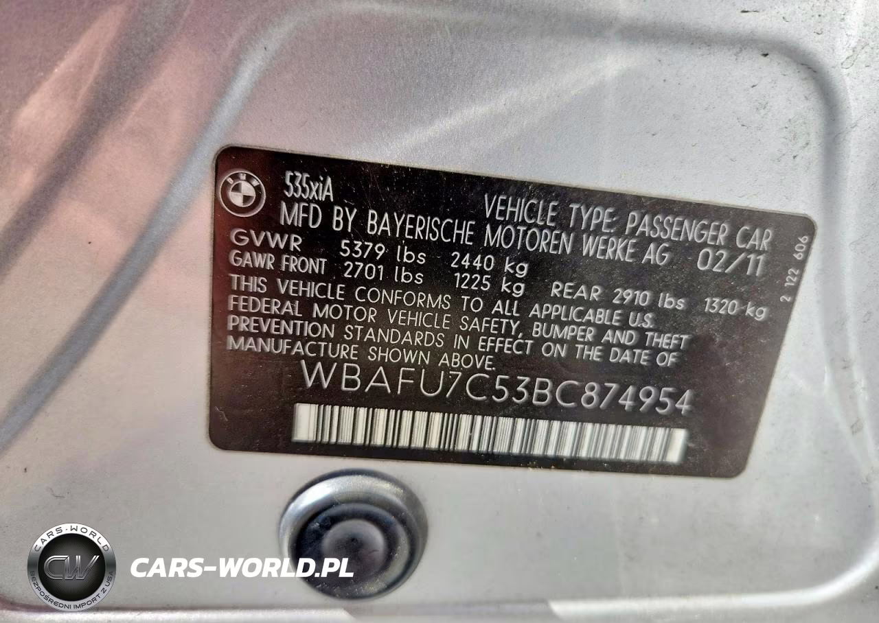 2011 BMW 535 Xi VIN:WBAFU7C53BC874954 - 12