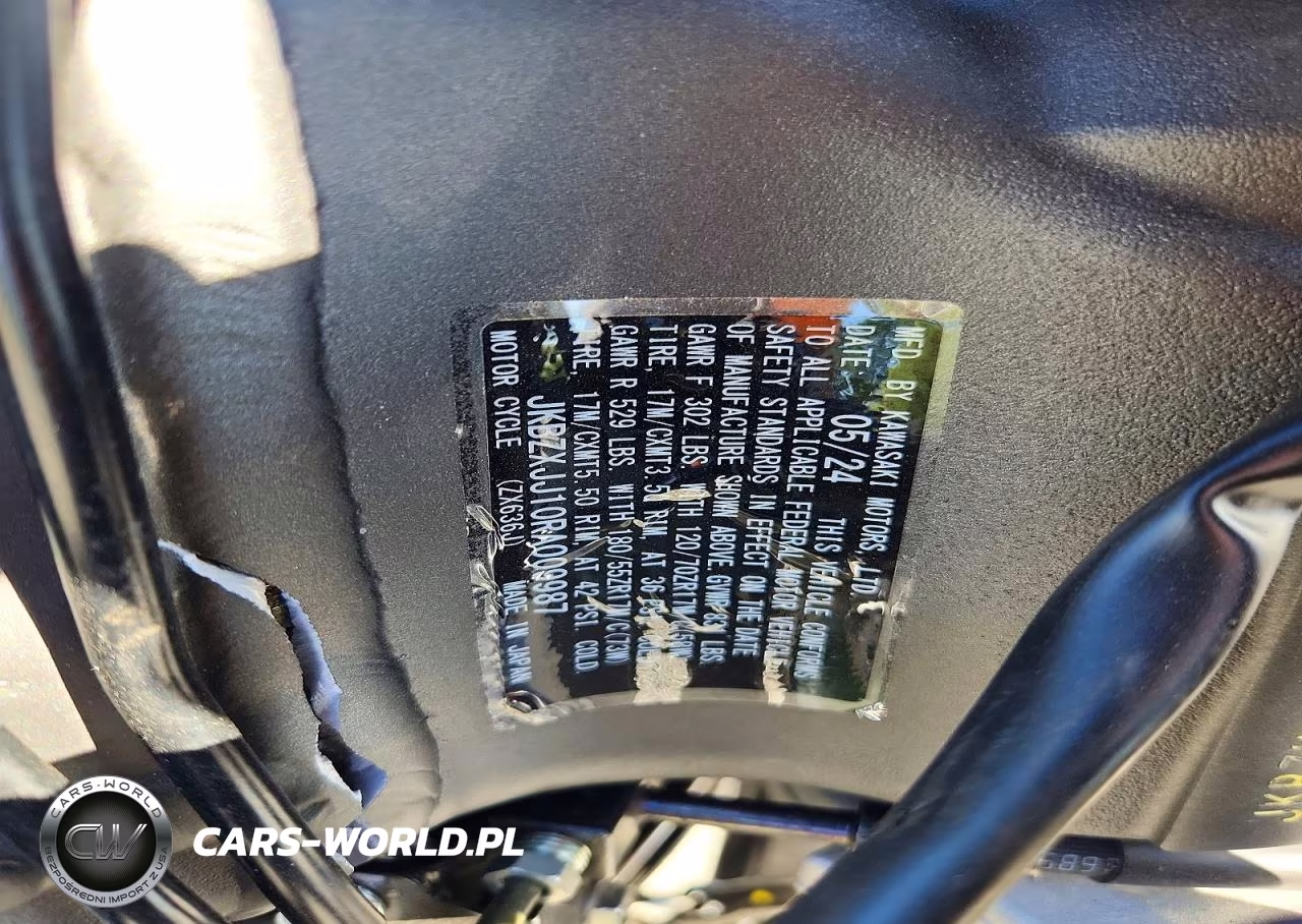 2024 Kawasaki Zx636 K VIN:JKBZXJJ10RA009987 - 9