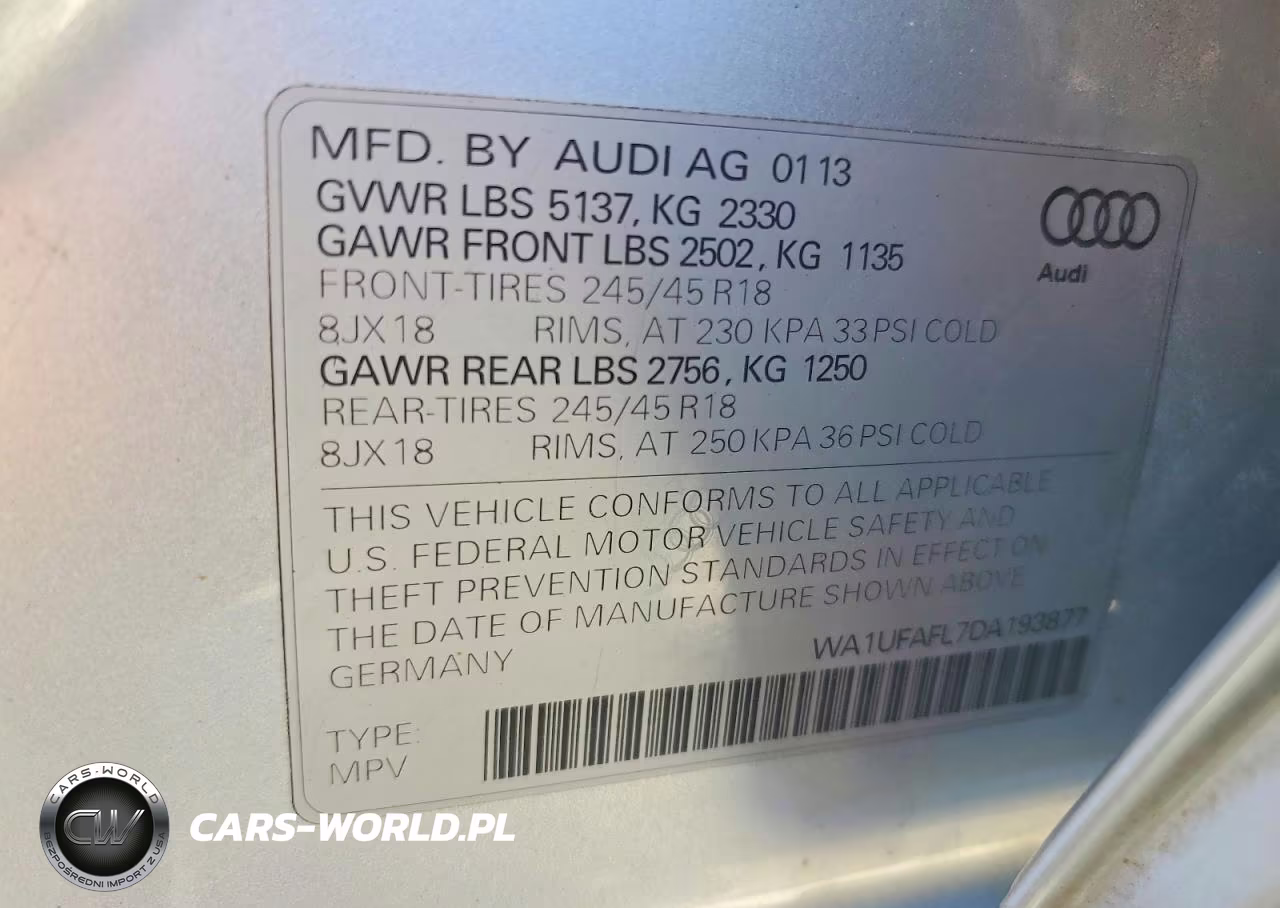 2013 Audi A4 Allroad Premium Plus VIN:WA1UFAFL7DA193877 - 12
